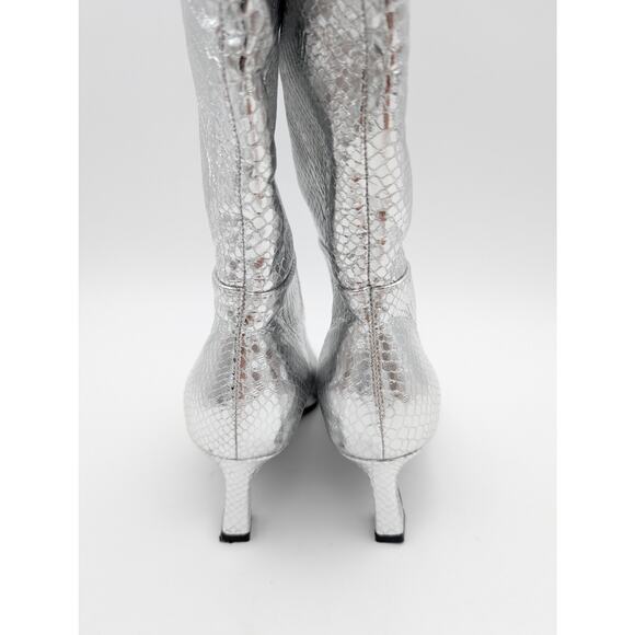 Steve Madden Newlyn Knee High Boot Pointed Toe Women's Silver Size US6.5M EU37 - Picture 4 of 11